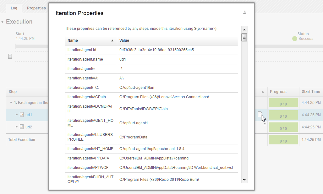 Iteration properties for the For Each Agent step