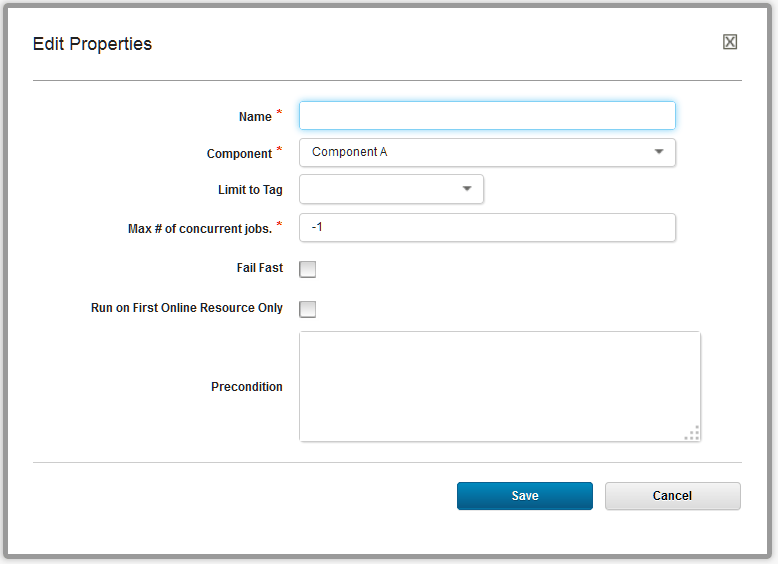A typical Edit Properties window, showing the properties for the step