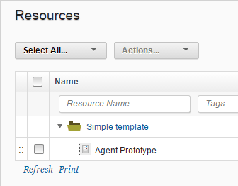 A simple resource template with an agent prototype that hosts a component