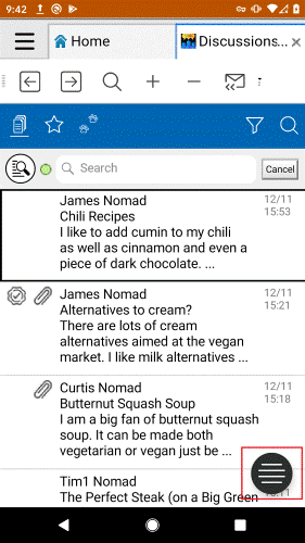 action menu button for android