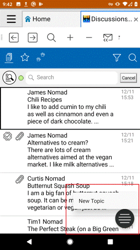 action menu display on android