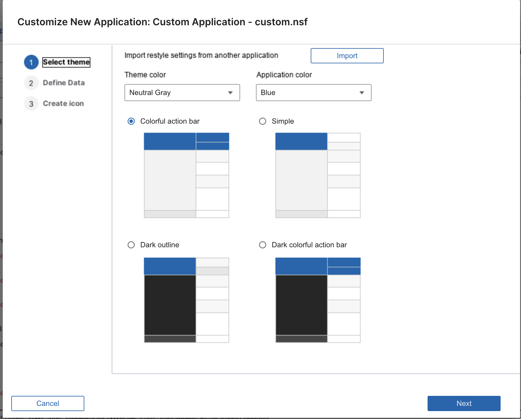 Select Theme pane