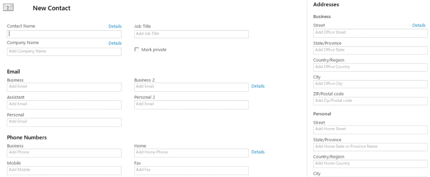 New contact form