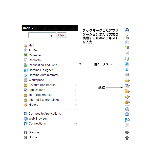 オープンモードで結合されている [開く] リスト