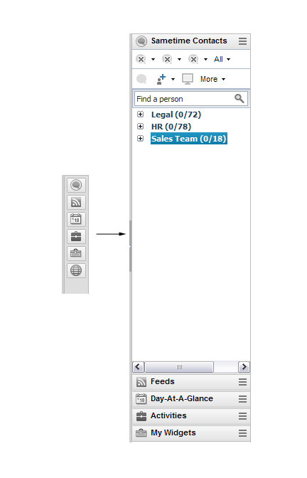 Barra laterale solo con le icone di applicazioni aperte