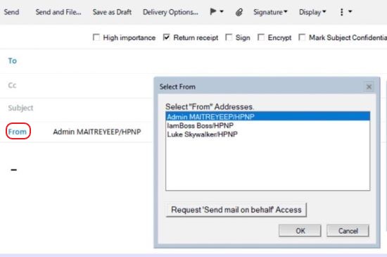 代替送信者アドレスを選択する