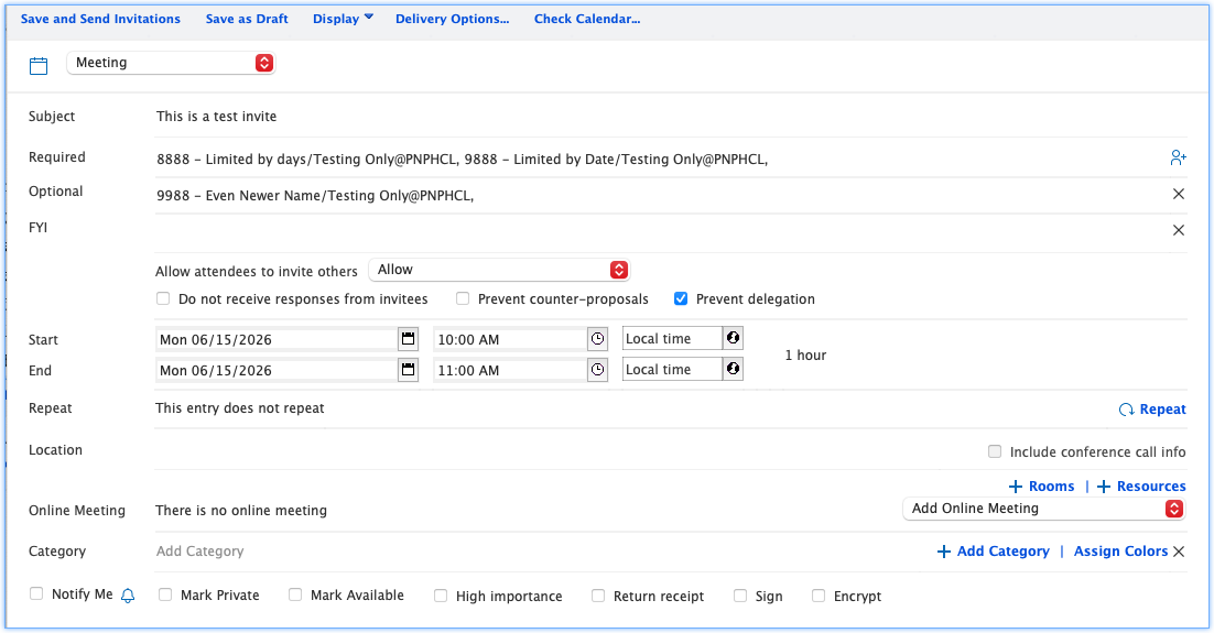 optional to receive responses from invitees