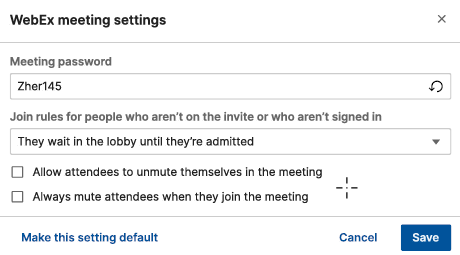 Options for WebEx meetings