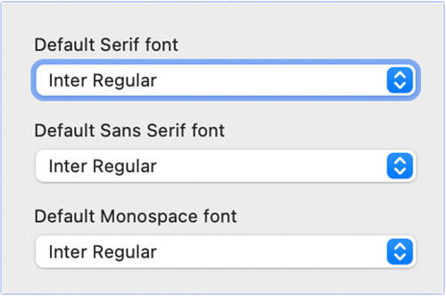 this image shows the default font is the Inter font
