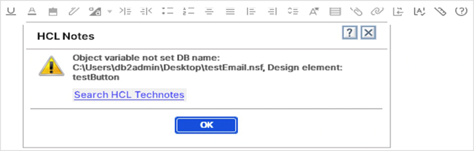Sample Object variable not found dialog box