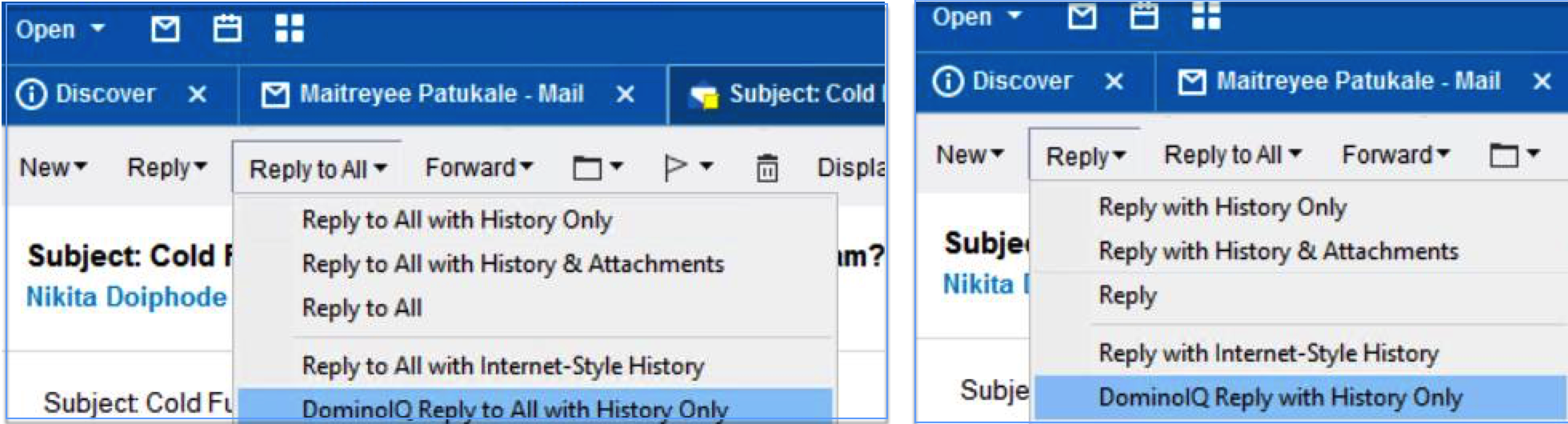 Domino IQ reply with History Only image