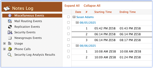 This is the image of a Notes log from a Restyle template
