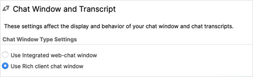 Image showing the default rich client chat preference that you can change to web-chat window
