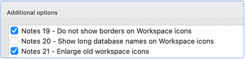 this image shows the new preference in the workspace where you can the option Enlarge old workspace icons