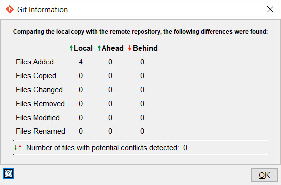 image showing the Git information window.