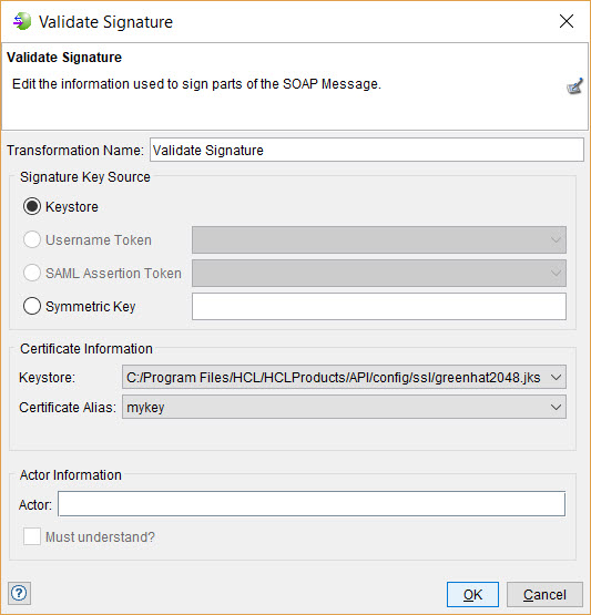 Image of the validate signature dialog.