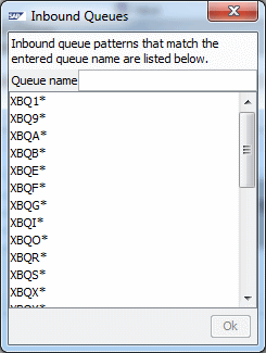 Send Request window, Inbound Queues pop-up window