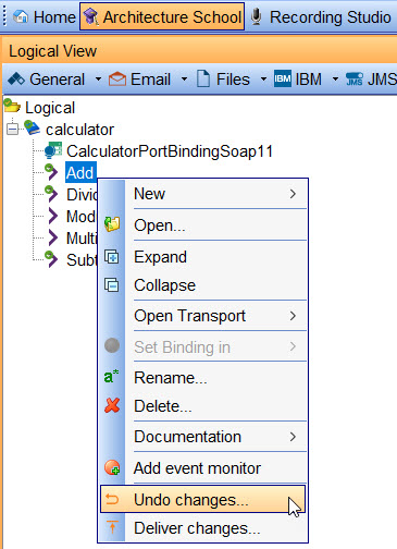 image showing the tree view in the Logical View with the changed file