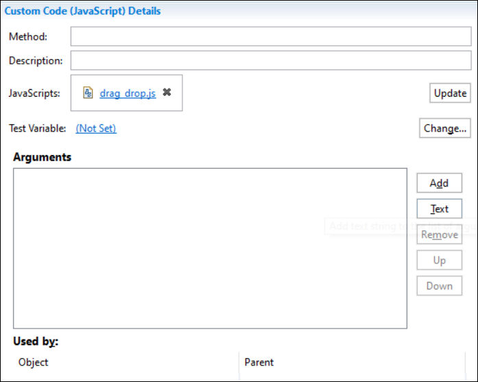 JavaScript Custom code details