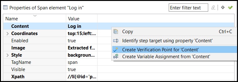 Test Editor Properties