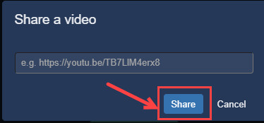 share a video dialogue box