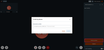 Invite by phone dialogue pop up