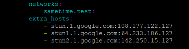 sample extra_hosts coding for STUN server