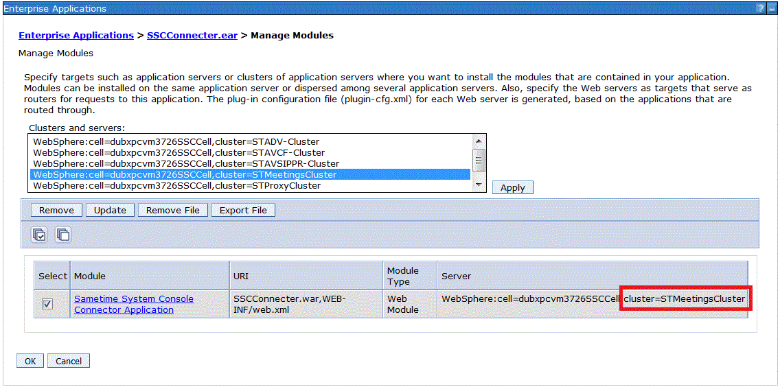 Make sure that the "Server" column specifies a valid server or cluster