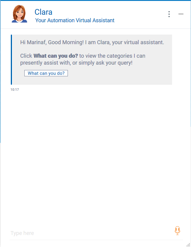 Figure 1. Clara at startup