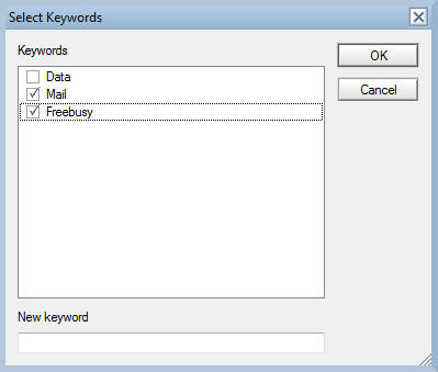 Select Keywords dialog