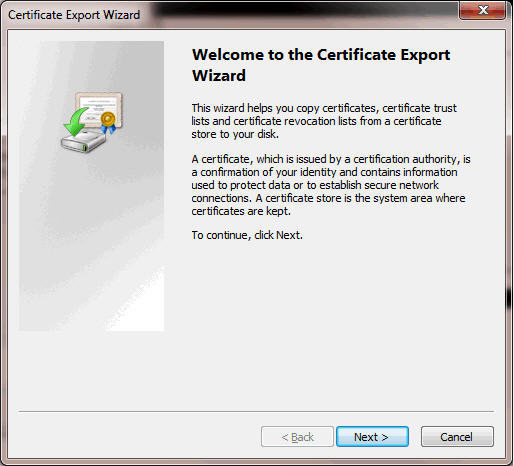 Certificate Export Wizard