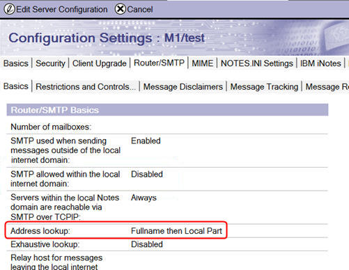 Address lookup configuration setting