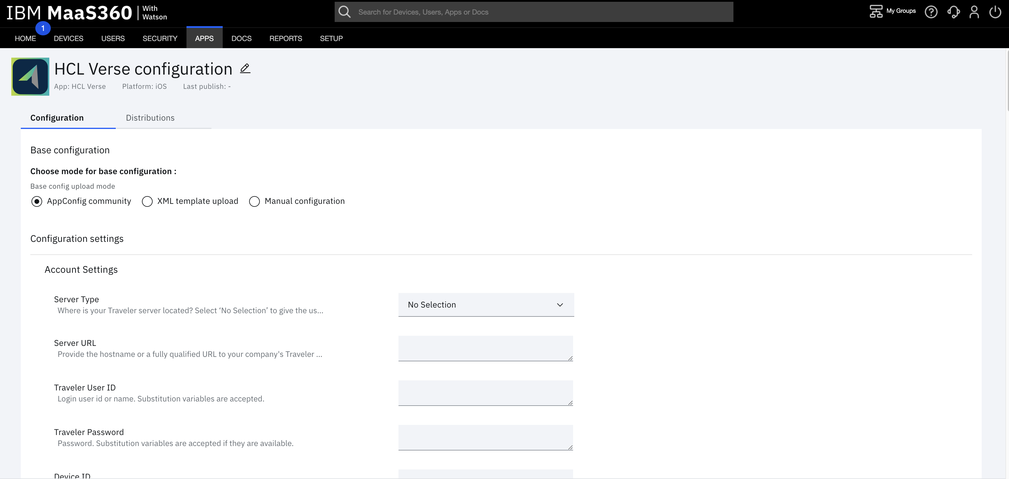 Managing Verse for iOS using AppConfig