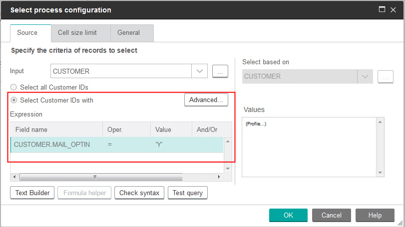 Select process expression