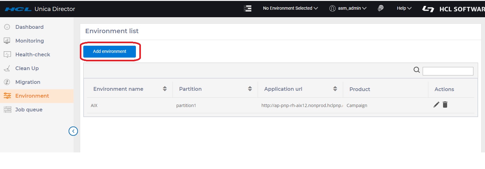 Click on Add environment