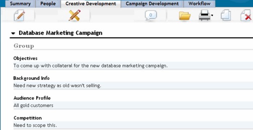Die Registerkarte „Werbemittel-Entwicklung“