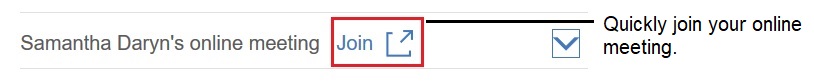 Join button to connect to Samantha Daryn's online meeting
