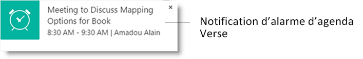 Notification d'alarme en incrustation