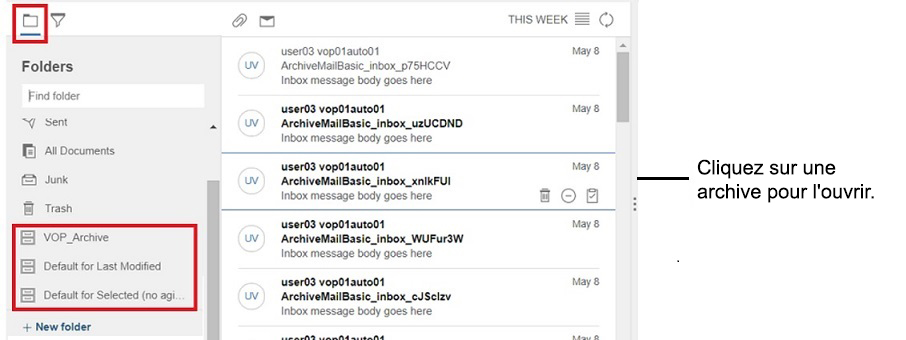 Courrier archivé dans un dossier d'archivage.