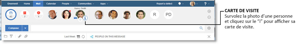 Fonctions de carte de visite permettant d'avoir plus d'informations sur un contact