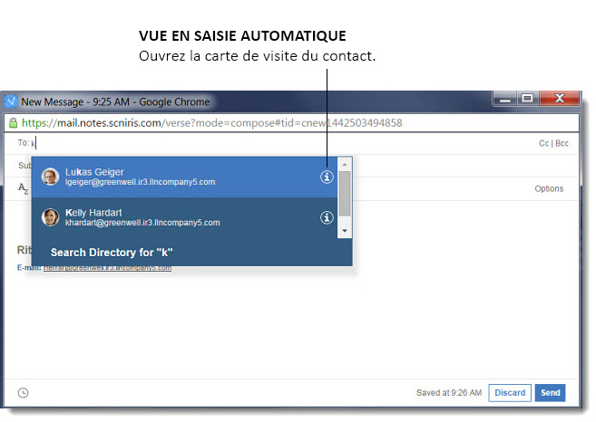 Carte de visite en saisie automatique