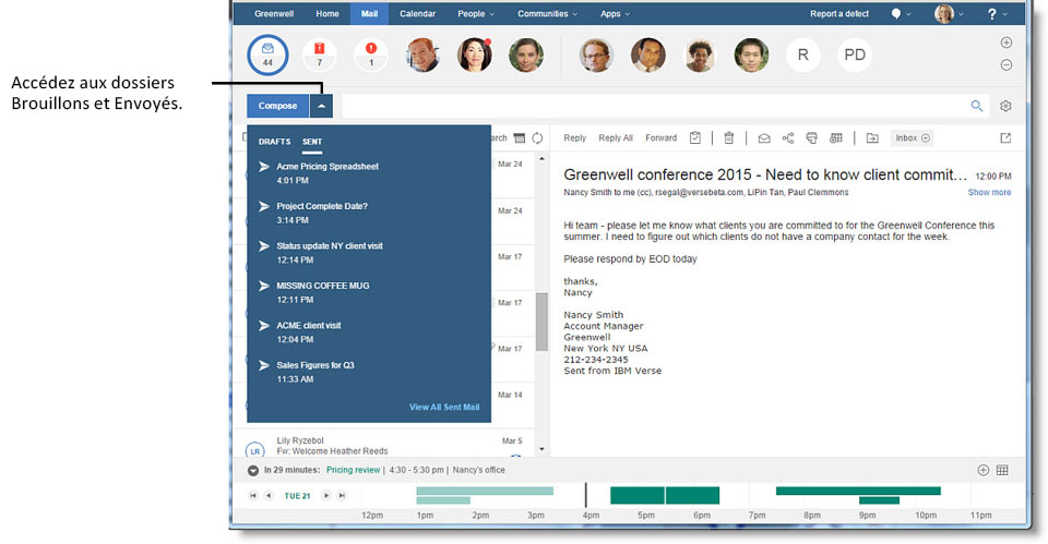 Dossiers Brouillons et Envoyés