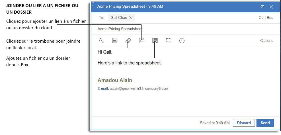 Joindre un fichier ou fournir un lien à un fichier ou à un dossier