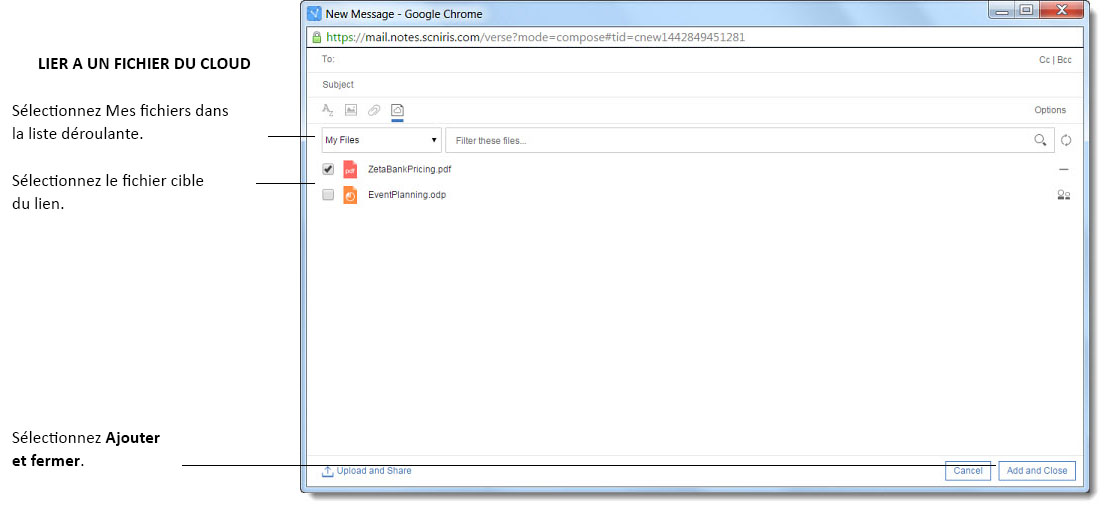 Joindre un fichier depuis le cloud