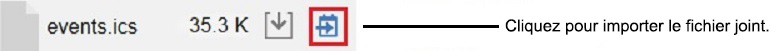 Icône d'importation d'agenda pour pièce jointe