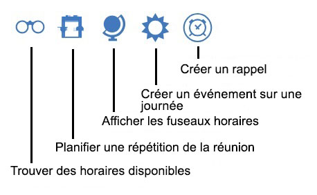 Commandes dans le masque d'événement