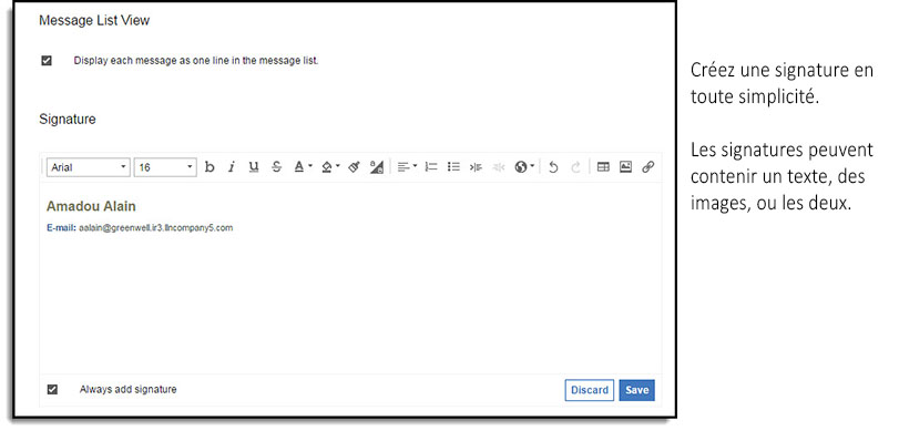 Ajout d'une signature de courrier