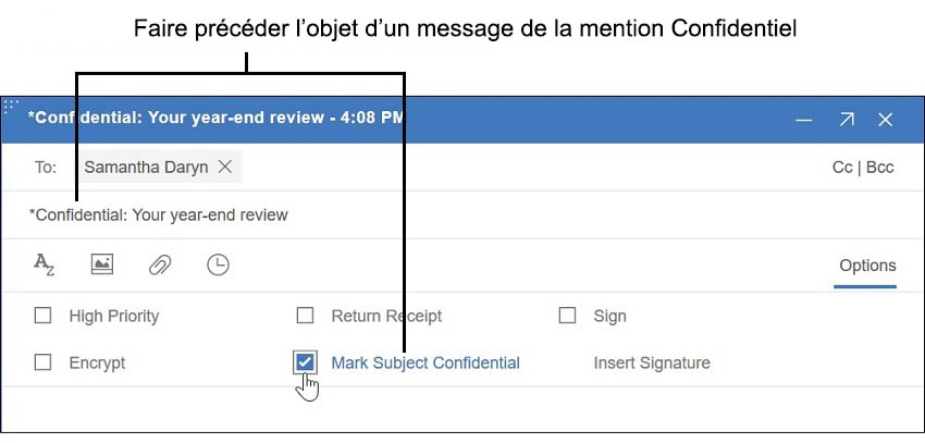 Afficher la mention Confidentiel dans l'objet d'un message