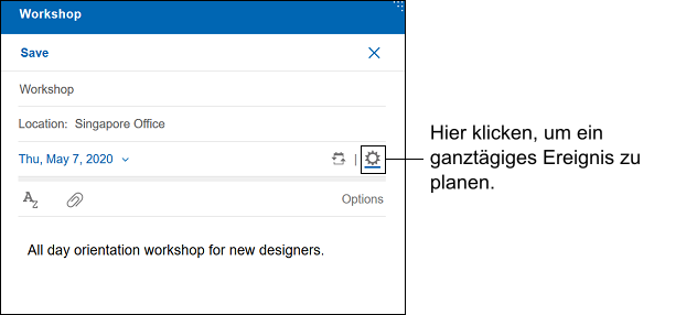 Formular für ganztägiges Ereignis