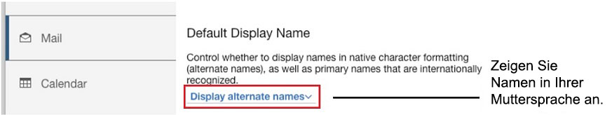 Einstellung für alternative Namen anzeigen